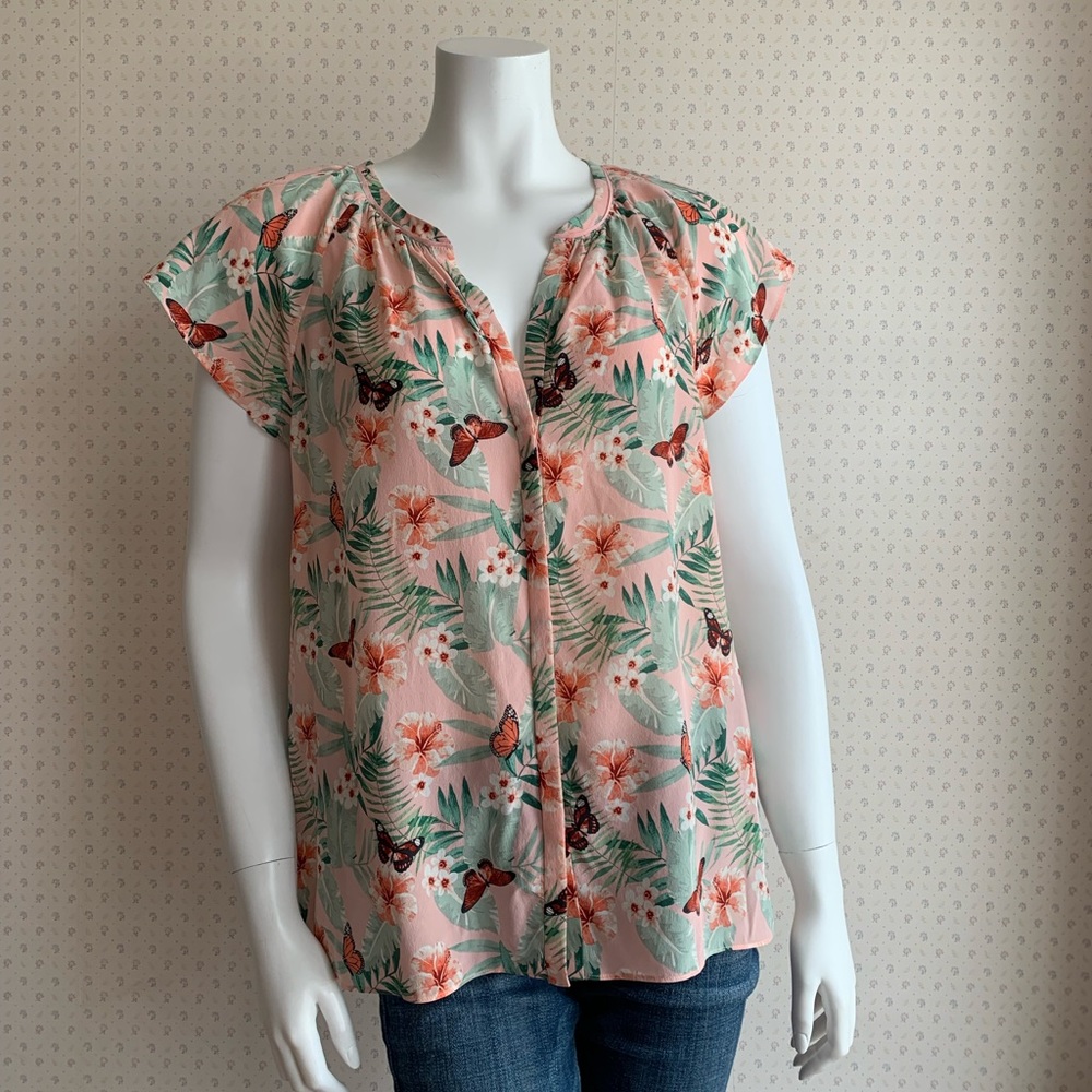 Joie Racel Butterfly Silk Blouse sz Large PW4
